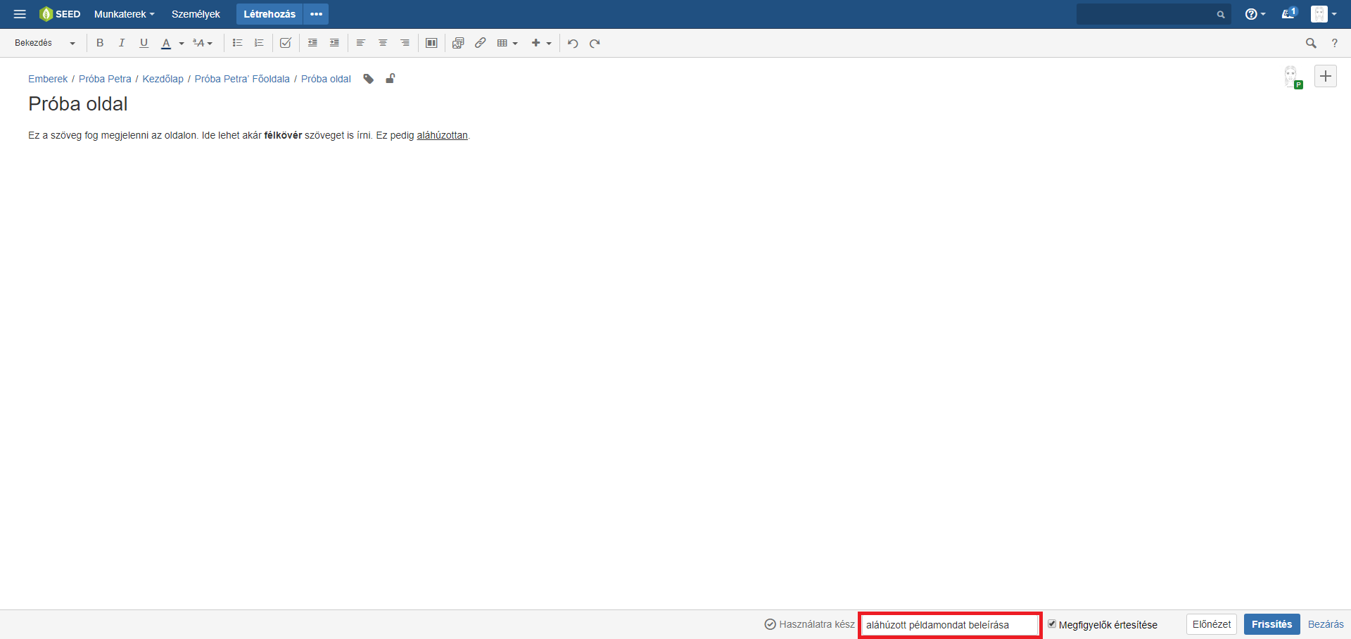 Módosítási összefoglaló
