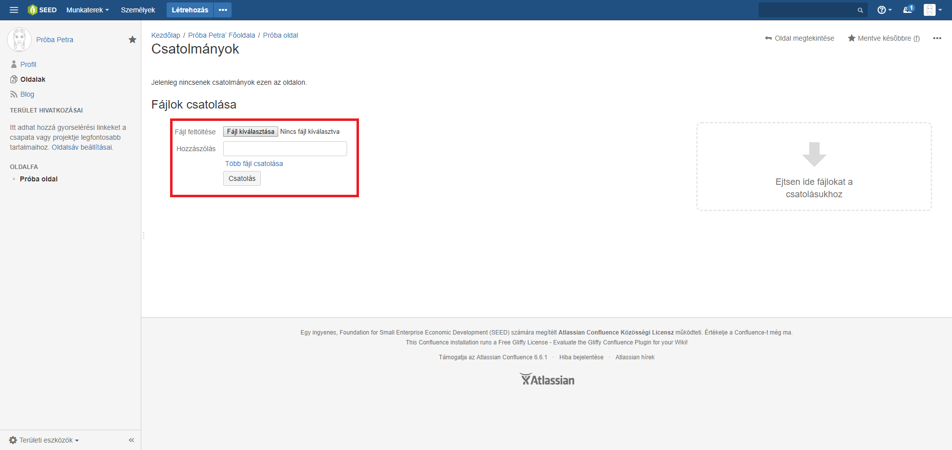 Csatolmányok feltöltése