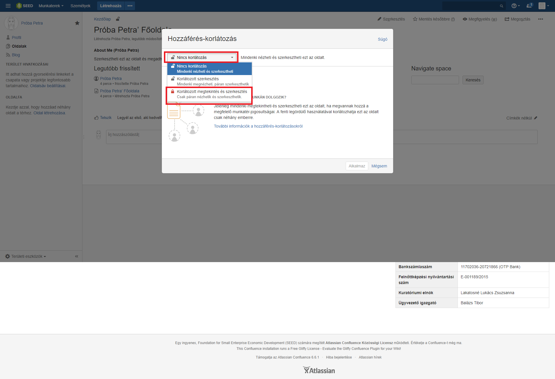 Személyes tér hozzáférésének beállítása 2