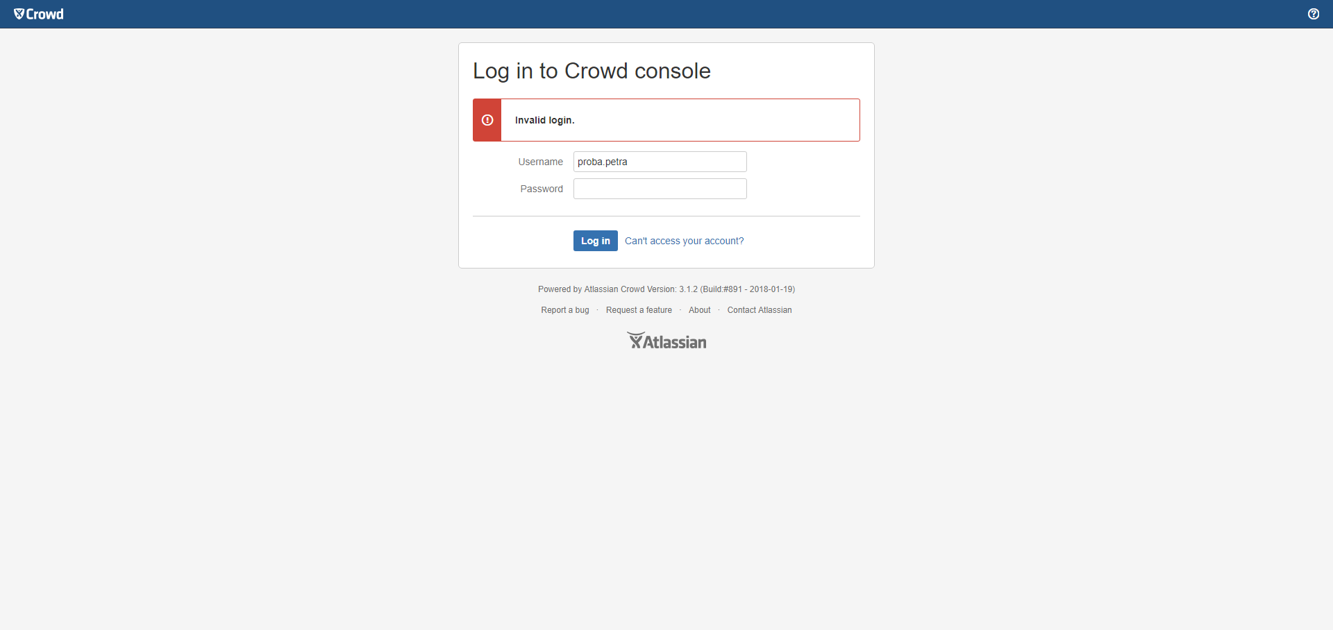 Hibás bejelentkezési adatok