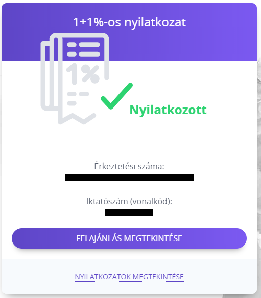 Sikeres nyilatkozat jelzése